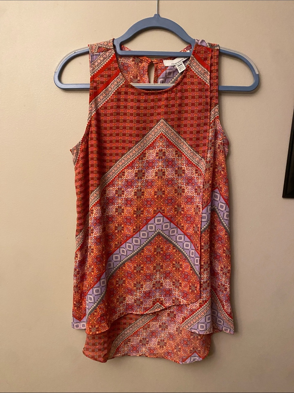Fourteenth Place Sleeveless Red Patterned Tank Top - Casual Women's Top 🆕